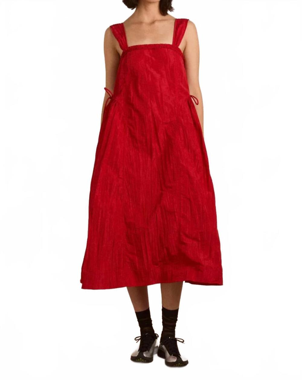NEW DAMSON MADDER women's elina midi dress in red